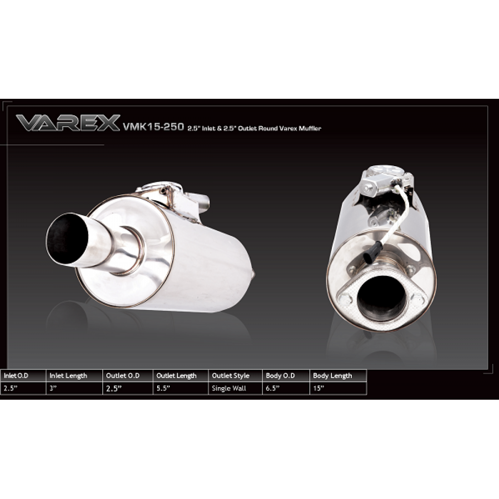Τελικό εξάτμισης Varex 63.5mm της XForce με βαλβίδα για ρύθμιση θορύβου (VMK15-250)